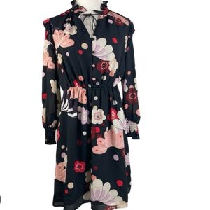 Ann Taylor Floral Black Dress